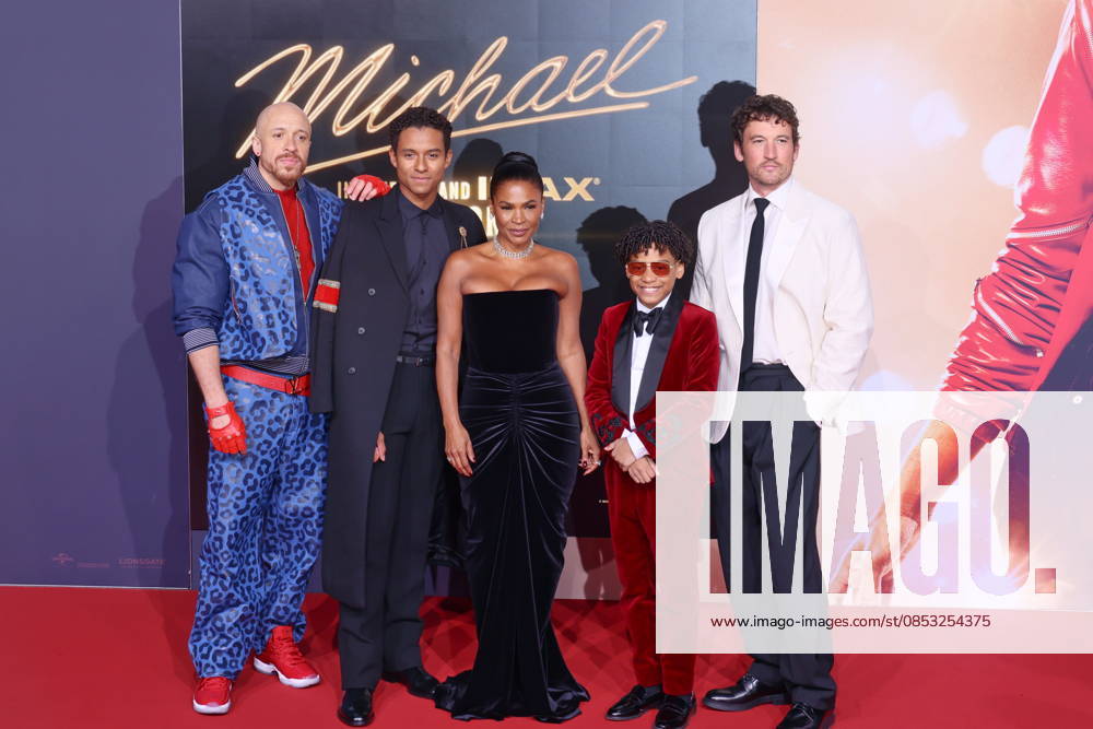 KeiLyn Durrel Jones, Jaafar Jackson, Nia Long, Juliano Valdi, Miles Teller for the world premiere of Michael, Uber Platz, Berlin, Berlin Berlin