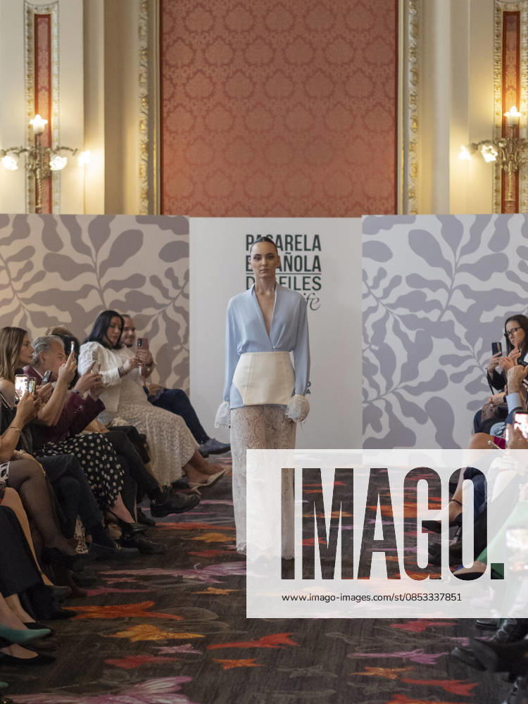 MADRID, SPAIN - APRIL 12: A model showcases a creation by MODA DE NATA during the Pasarela EspaoÂ±ola LimeLife at Casino Gran Via on April 12, 2026 in Madrid, Spain. Madrid Spain - ZUMAh199 20260412_zip_h199_002