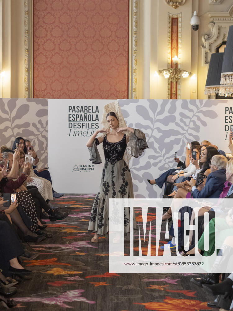 MADRID, SPAIN - APRIL 12: A model showcases a creation by TRADICIONES ISABELA during the Pasarela Espao±ola LimeLife at Casino Gran Via on April 12, 2026 in Madrid, Spain. Madrid Spain - ZUMAh199 20260412_zip_h199_007