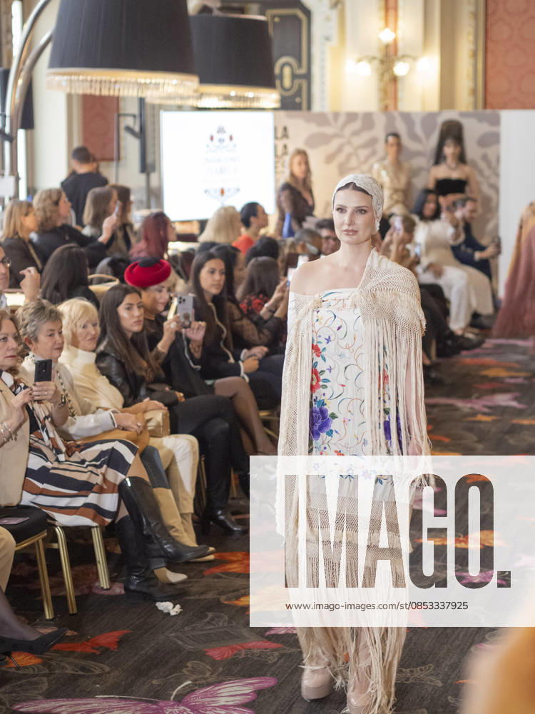 MADRID, SPAIN - APRIL 12: A model showcases a creation by TRADICIONES ISABELA during the Pasarela Espao±ola LimeLife at Casino Gran Via on April 12, 2026 in Madrid, Spain. Madrid Spain - ZUMAh199 20260412_zip_h199_019