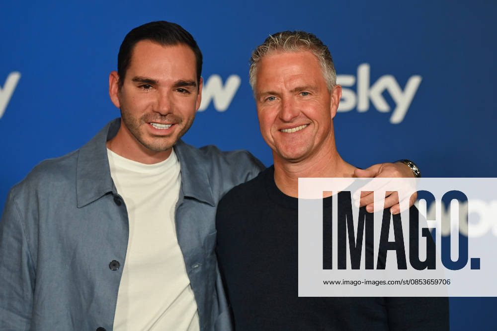 V re Ralf SCHUMACHER with partner Etienne BOUSQUET CASSAGNE Munich program presentation SKY SPOTLIGHT, Sky Originals on 15 04 2026 at the Hotel Bayerischer Hof