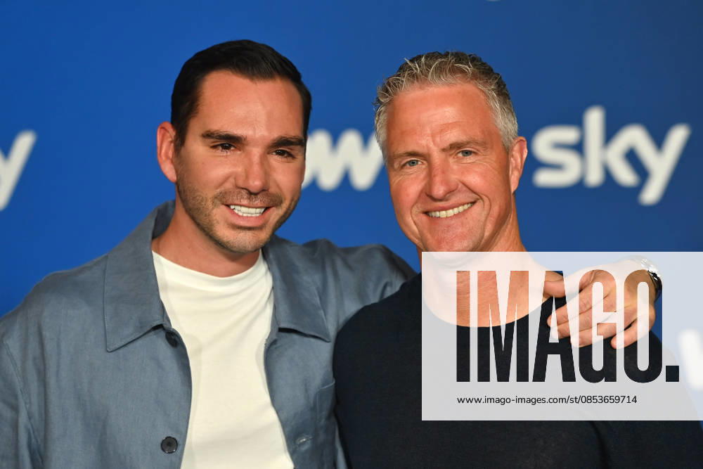 V re Ralf SCHUMACHER with partner Etienne BOUSQUET CASSAGNE Munich program presentation SKY SPOTLIGHT, Sky Originals on 15 04 2026 at the Hotel Bayerischer Hof