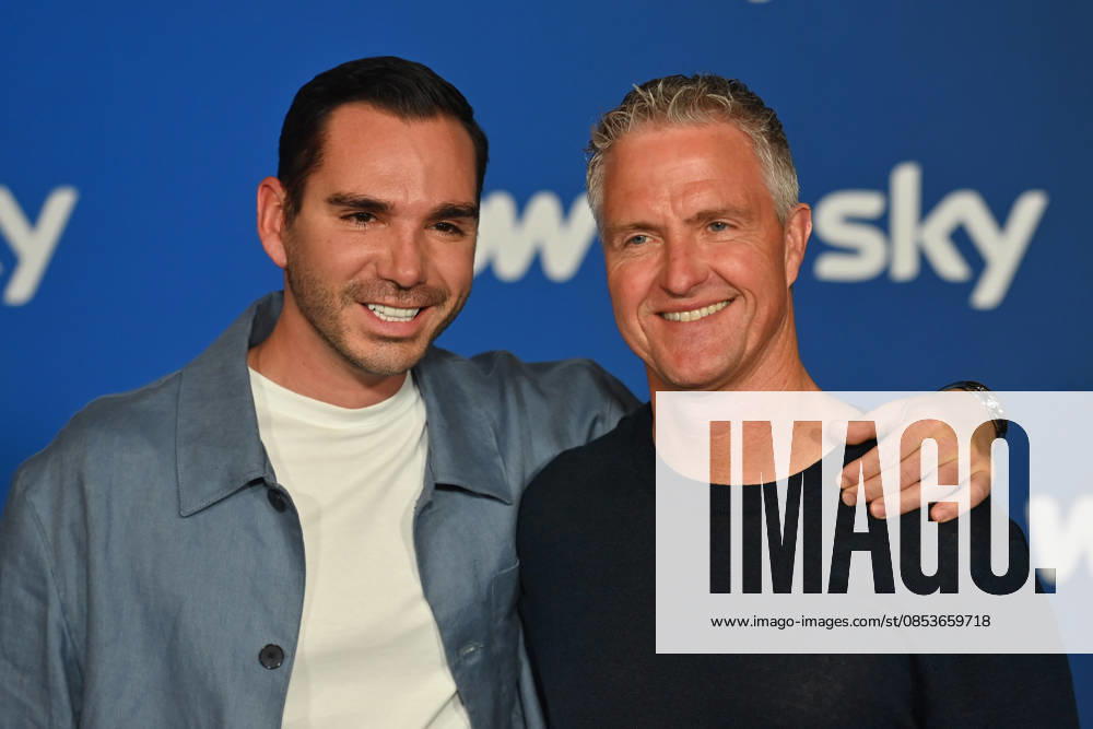 V re Ralf SCHUMACHER with partner Etienne BOUSQUET CASSAGNE Munich program presentation SKY SPOTLIGHT, Sky Originals on 15 04 2026 at the Hotel Bayerischer Hof