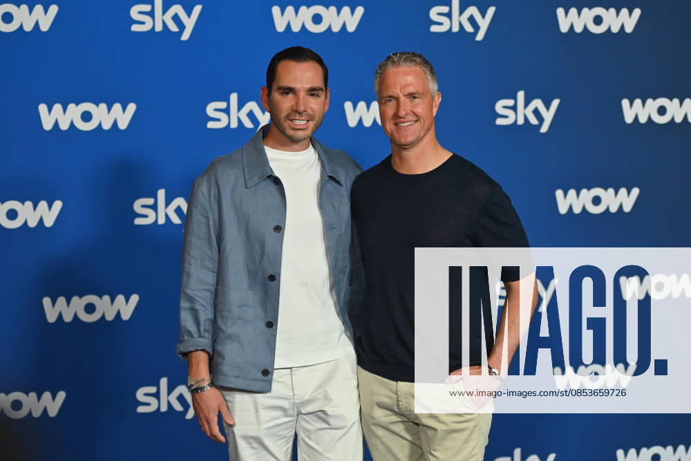V re Ralf SCHUMACHER with partner Etienne BOUSQUET CASSAGNE Munich program presentation SKY SPOTLIGHT, Sky Originals on 15 04 2026 at the Hotel Bayerischer Hof