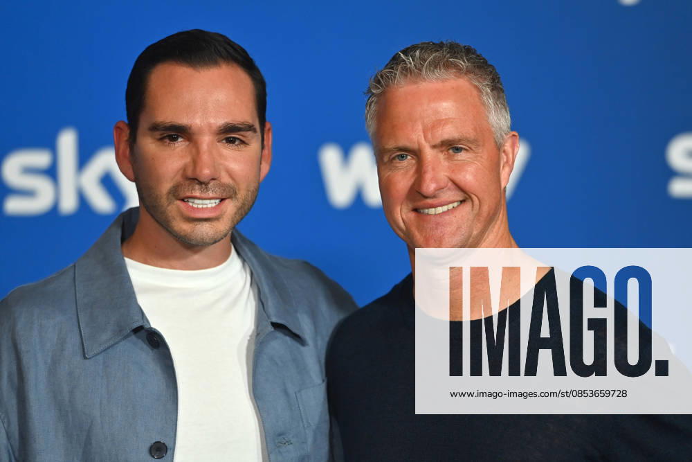 V re Ralf SCHUMACHER with partner Etienne BOUSQUET CASSAGNE Munich program presentation SKY SPOTLIGHT, Sky Originals on 15 04 2026 at the Hotel Bayerischer Hof