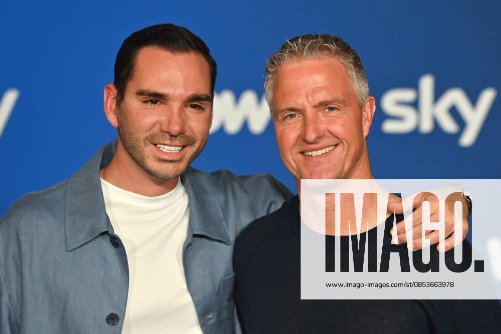 V re Ralf SCHUMACHER with partner Etienne BOUSQUET CASSAGNE Munich program presentation SKY SPOTLIGHT, Sky Originals on 15 04 2026 at the Hotel Bayerischer Hof
