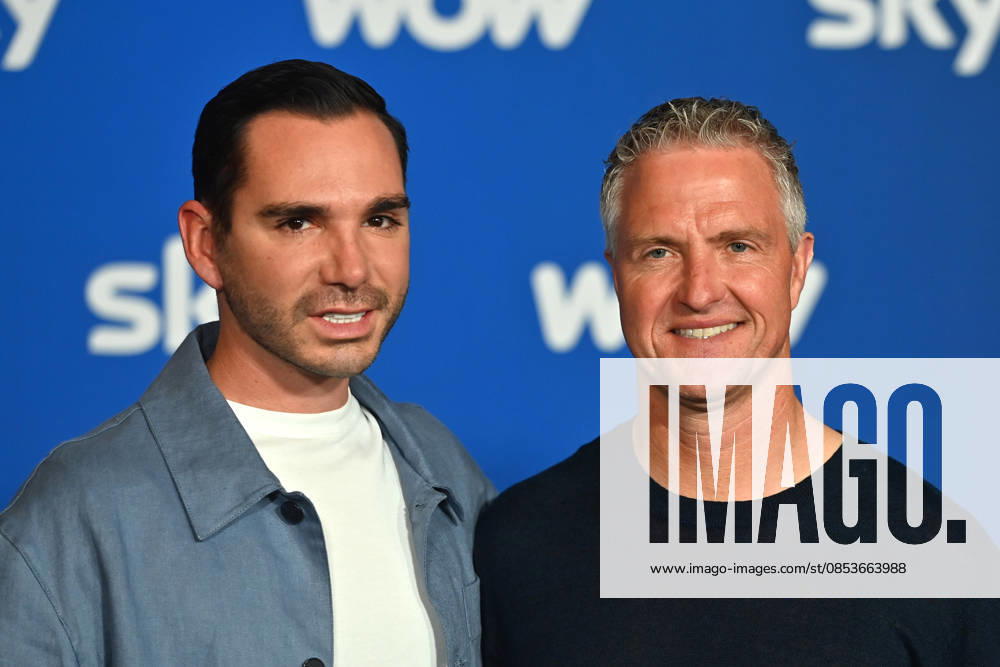 V re Ralf SCHUMACHER with partner Etienne BOUSQUET CASSAGNE Munich program presentation SKY SPOTLIGHT, Sky Originals on 15 04 2026 at the Hotel Bayerischer Hof
