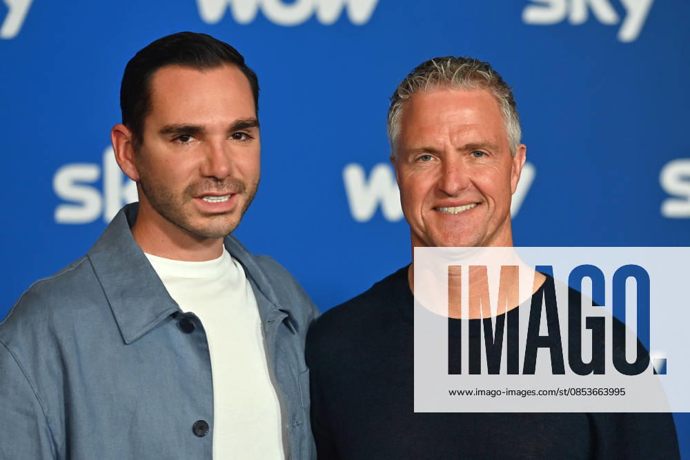 V re Ralf SCHUMACHER with partner Etienne BOUSQUET CASSAGNE Munich program presentation SKY SPOTLIGHT, Sky Originals on 15 04 2026 at the Hotel Bayerischer Hof
