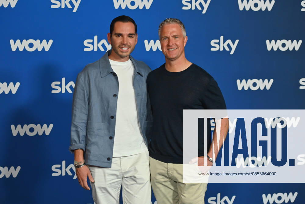 V re Ralf SCHUMACHER with partner Etienne BOUSQUET CASSAGNE Munich program presentation SKY SPOTLIGHT, Sky Originals on 15 04 2026 at the Hotel Bayerischer Hof