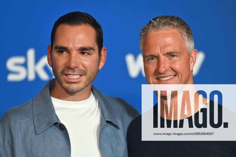 V re Ralf SCHUMACHER with partner Etienne BOUSQUET CASSAGNE Munich program presentation SKY SPOTLIGHT, Sky Originals on 15 04 2026 at the Hotel Bayerischer Hof