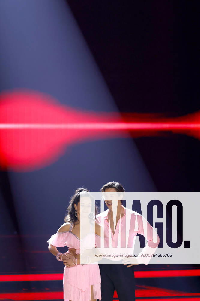 Internet personality Joel Mattli and dancer Malika Dzumaev at the seventh dance show of the 19th season of the RTL dance show Lets Dance at the Coloneum 24 04 2026 NRW Germany