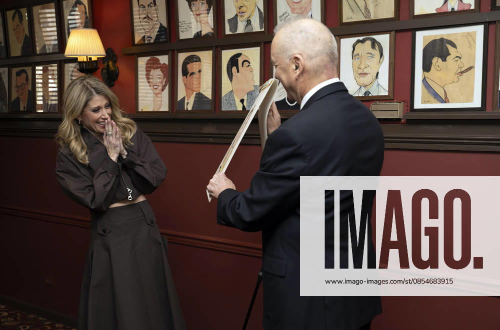 Caissie Levy and Max Klimavicius at Caissie Levy joins the legendary wall of caricatures at Sardi s. Held at Sardiâ€⠢s in New York. Zuma Press April 24, 2026. New York United States - ZUMAp281 20260424_zea_p281_042