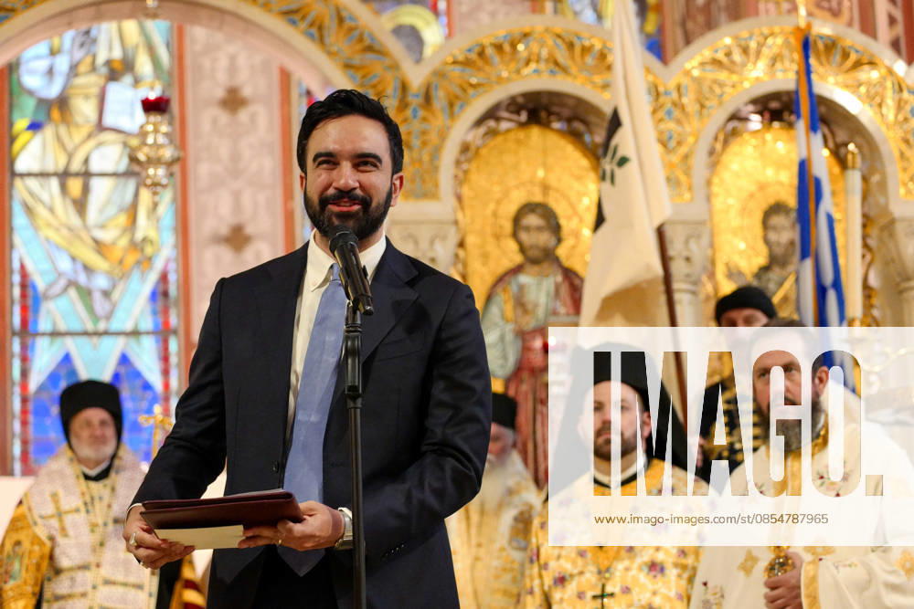 New York, NY- April 26: Mayor Zohran Mamdani Delivers Remarks at Archdiocesan Cathedral of the Holy Trinity for the Divine Liturgy. Greek-American communities of celebrate the 205th anniversary of Greek Independence.