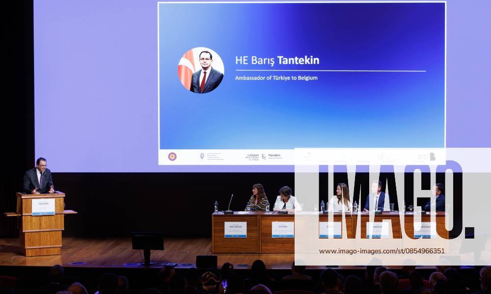 Turkish Ambassador to Belgium Boris Tantekin delivers a speech at a press briefing on the Belgian economic mission to Turkey, on Monday 27 April 2026, in Brussels. The mission to the USA will take place from 10 to 14 May 202¿. BENOITxDOPPAGNE 172250714