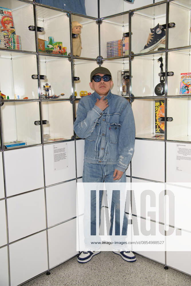 NIGO: From Japan with Love Press Preview at Design Museum, London, UK - Japanese fashion designer NIGO (born Tomoaki Nagao) poses in front of his vintage collection at a photocall for The Design Museum s NIGO: From Japan with Love Exhibition at The Design Museum in London, England, UK on Tuesday 28 April 2026 which runs from 1st May 2026 - 4th October 2026., Credit:Justin Ng Avalon UK, England, London, Design Museum
