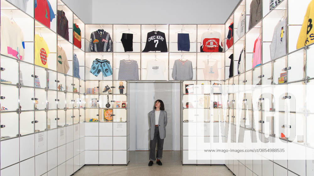 NIGO: From Japan with Love Press Preview at Design Museum, London, UK - A staff member poses with NIGO s Vintage Collection at a photocall for The Design Museum s NIGO: From Japan with Love Exhibition at The Design Museum in London, England, UK on Tuesday 28 April 2026 which runs from 1st May 2026 - 4th October 2026., Credit:Justin Ng Avalon UK, England, London, Design Museum