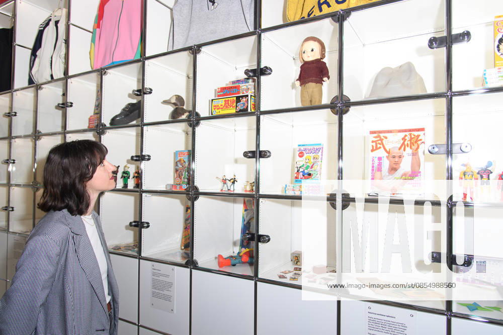 NIGO: From Japan with Love Press Preview at Design Museum, London, UK - A staff member poses with NIGO s Vintage Collection at a photocall for The Design Museum s NIGO: From Japan with Love Exhibition at The Design Museum in London, England, UK on Tuesday 28 April 2026 which runs from 1st May 2026 - 4th October 2026., Credit:Justin Ng Avalon UK, England, London, Design Museum