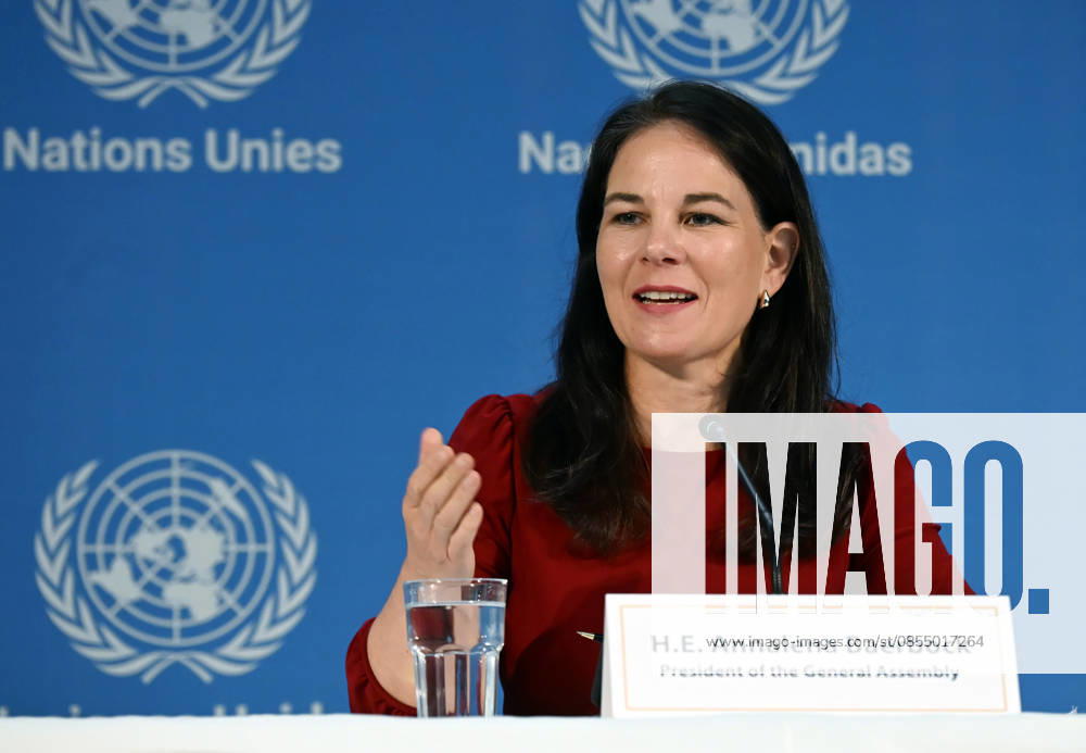 UNGA President Annalena Baerbock addresses a press conference at the UN House New Delhi, Apr 28 (ANI): United Nations General Assembly (UNGA) President Annalena Baerbock addresses a press conference at the UN House, in New Delhi on Tuesday. NEW DELHI Delhi India