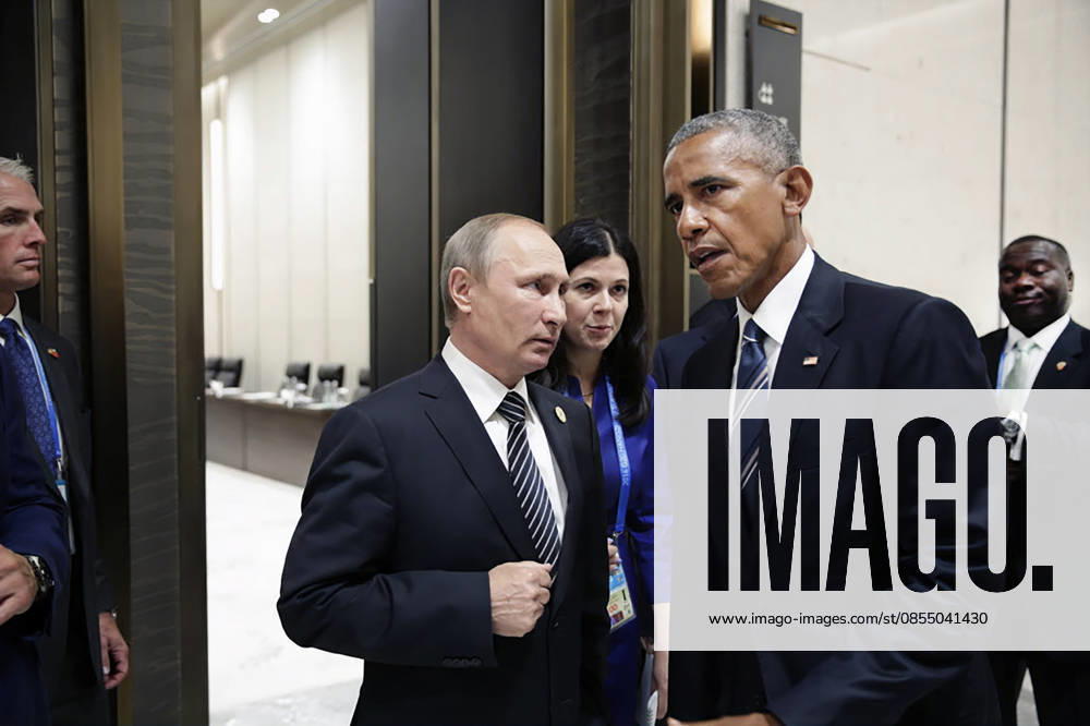 U.S. President Barack Obama talking with President Vladimir Putin of Russia following their meeting on the sidelines of the G20 Summit, Hangzhou International Expo Center, Hangzhou, China, Pete Souza, Office of White House Photography