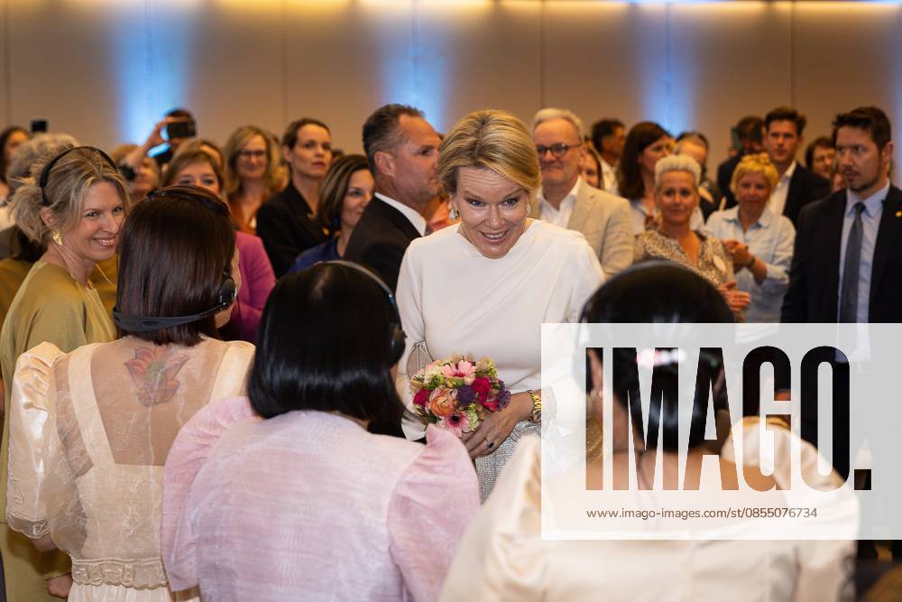 Queen Mathilde of Belgium pictured during the 27th edition of the award ceremony of the Womed Award , for best female entrepreneur, organised by Markant and Unizo, Tuesday 28 April 2026 in Brussels. JAMESxARTHURxGEKIERE 172331927
