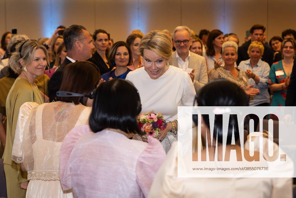 Queen Mathilde of Belgium pictured during the 27th edition of the award ceremony of the Womed Award , for best female entrepreneur, organised by Markant and Unizo, Tuesday 28 April 2026 in Brussels. JAMESxARTHURxGEKIERE 172331930