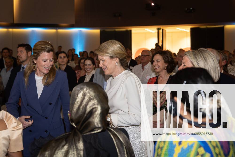 Minister of Justice Annelies Verlinden and Queen Mathilde of Belgium pictured during the 27th edition of the award ceremony of the Womed Award , for best female entrepreneur, organised by Markant and Unizo, Tuesday 28 April 2026 in Brussels. JAMESxARTHURxGEKIERE 172331931