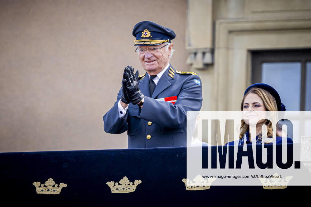 Outer attend the Swedish Armed Forces tribute on the Outer Courtyard of the Royal palace as part of the celebrations of King Carl Gustafs 80th birthday in Stockholm, Sweden. Â