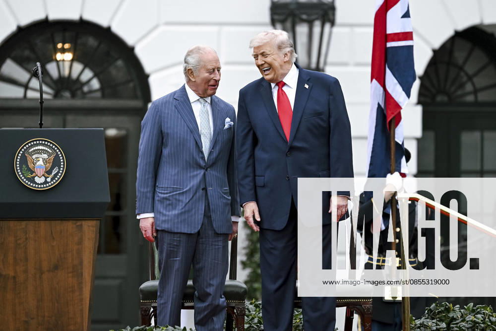 U.S. President Donald Trump, stands with King Charles III, left, during the State Arrival Ceremony on the South Lawn of the White House, April 28, 2026 in Washington, D.C. The visit is to mark to the 250th anniversary of the United States as an independent nation. Washington United States of America - ZUMAp138 20260430_zaa_p138_032
