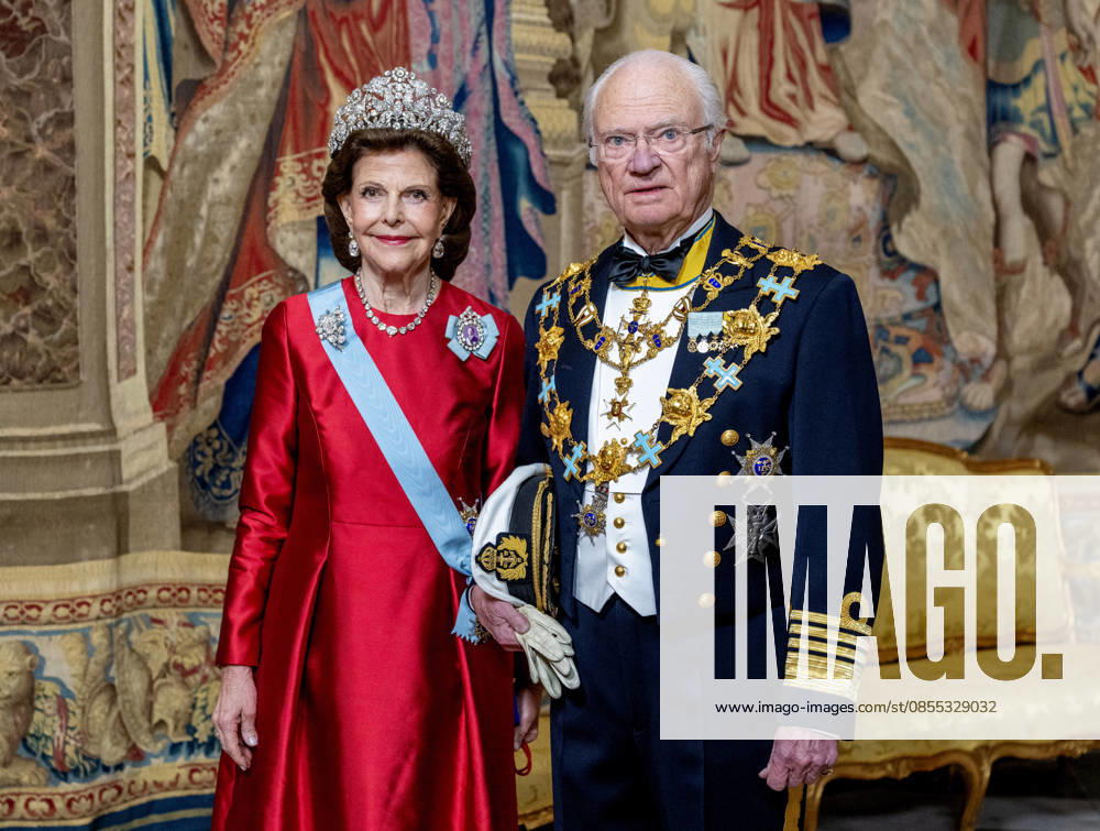Gala King Carl XVI Gustaf and Queen Silvia arriving for the galadinner at the Royal palace to mark the celebrations of King Carl Gustafs 80th birthday in Stockholm, Sweden. Â