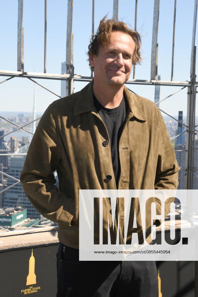 NEW YORK, NY - MAY 1: Jason Segel pictured as Apple TVs Shrinking cast visit the Empire State Building in celebration of Its Third Season on May 1, 2026 in New York City.