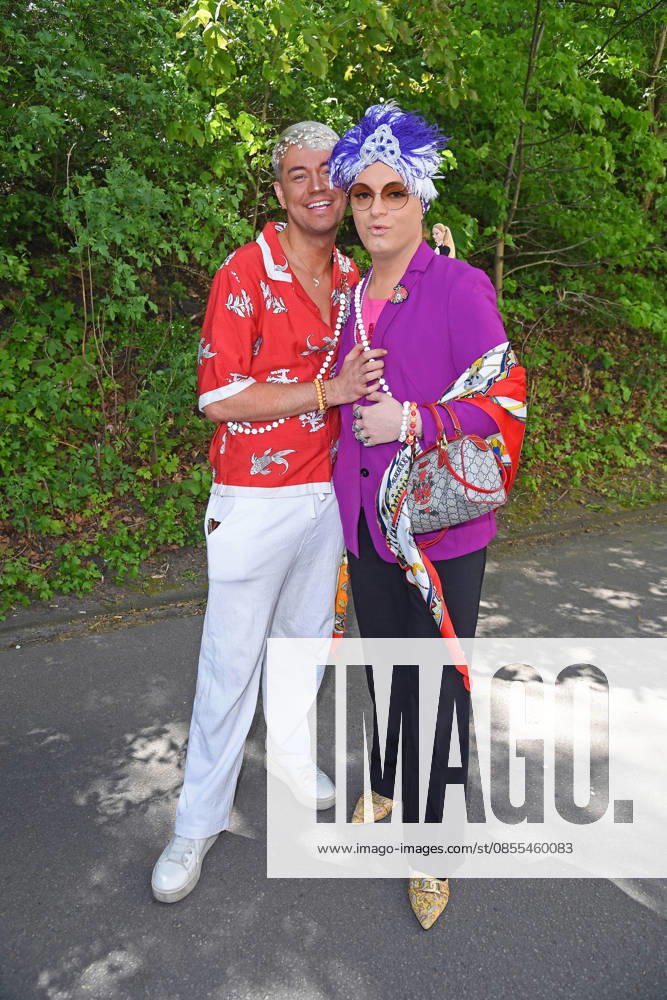 Julian F M Stöckel with friend Marcell Damaschke at the BILD RENNTAG at the trotting track in Gelsenkirchen on 01 05 2026