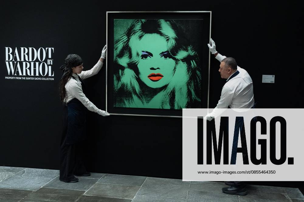 Auction assistants pose with Andy Warhol Brigitte Bardot during May Marquee Modern & Contemporary Auctions press preview at Sotheby s The Breuer in New York, NY on May 1, 2026. Bronx USA - ZUMAr339 20260501_znp_r339_020