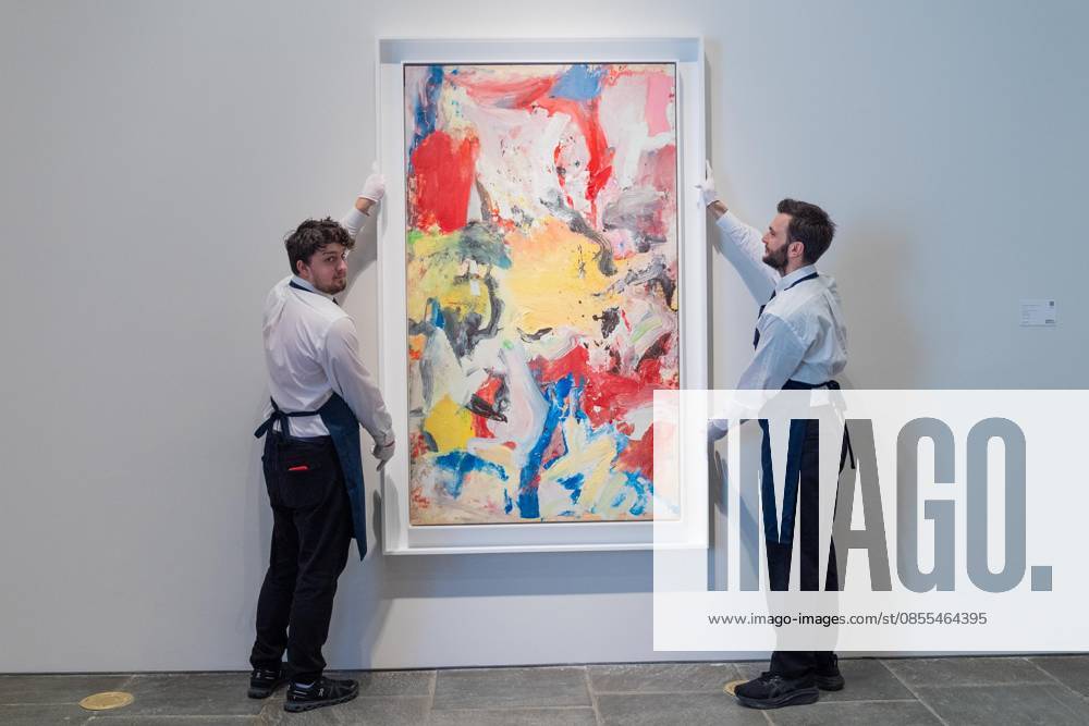 Auction assistants pose with Untitled by Willem Kooning during May Marquee Modern & Contemporary Auctions press preview at Sotheby s The Breuer in New York, NY on May 1, 2026. Bronx USA - ZUMAr339 20260501_znp_r339_006