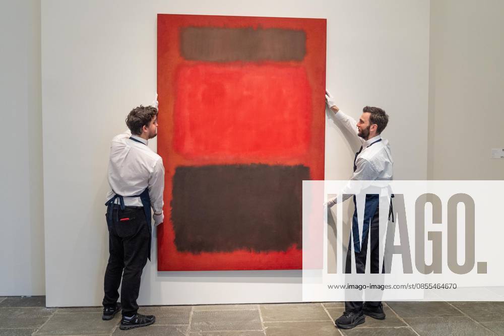 Auction assistants pose with Mark Rothko Brown and Blacks in Reds during May Marquee Modern & Contemporary Auctions press preview at Sotheby s The Breuer in New York, NY on May 1, 2026. Bronx USA - ZUMAr339 20260501_znp_r339_001