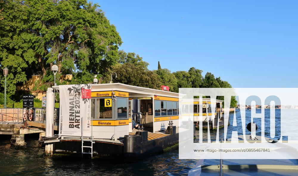 La Biennale di Venezia 61 International Art Exhibition IN MINOR KEYS , curated by Koyo Kouoh in Venice View from the water cab to the Venice Biennale station Giardini Arsenale Veneto Italy