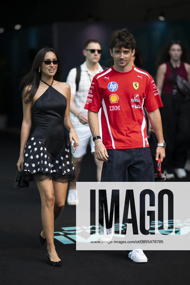 Miami Grand Prix 2026 - Pilots and Girlfriends 16 Charles Leclerc (Ferrari) and Alexandra Saint Mleux arrival before the Sprint Race session of the F1 Grand Prix of Miami at Miami International Autodrome on May 2, 2026 in Miami Florida . Photo by Eliot Blondet ABACAPRESS.COM Miami Florida United States
