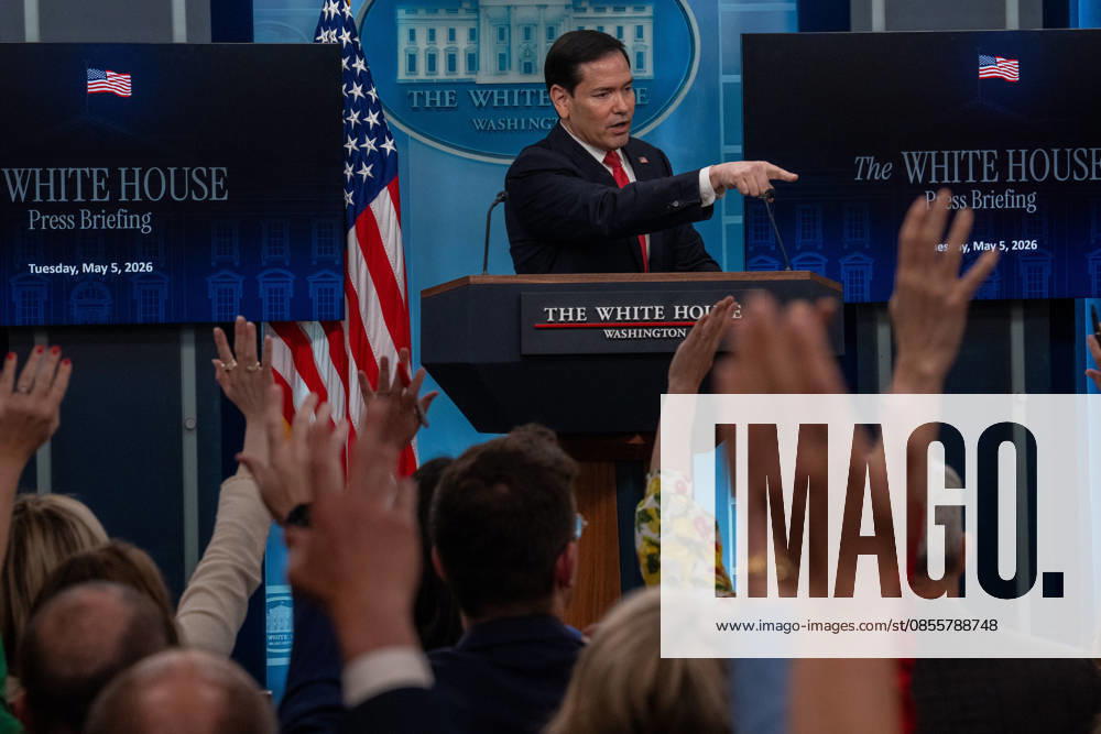 Secretary of State Marco Rubio hosts the White House press briefing on May 5, 2026. Rubio is taking the place of White House Press Secretary Karoline Leavitt who is on maternity leave. Washington United States - ZUMAl312 20260505_znp_l312_040
