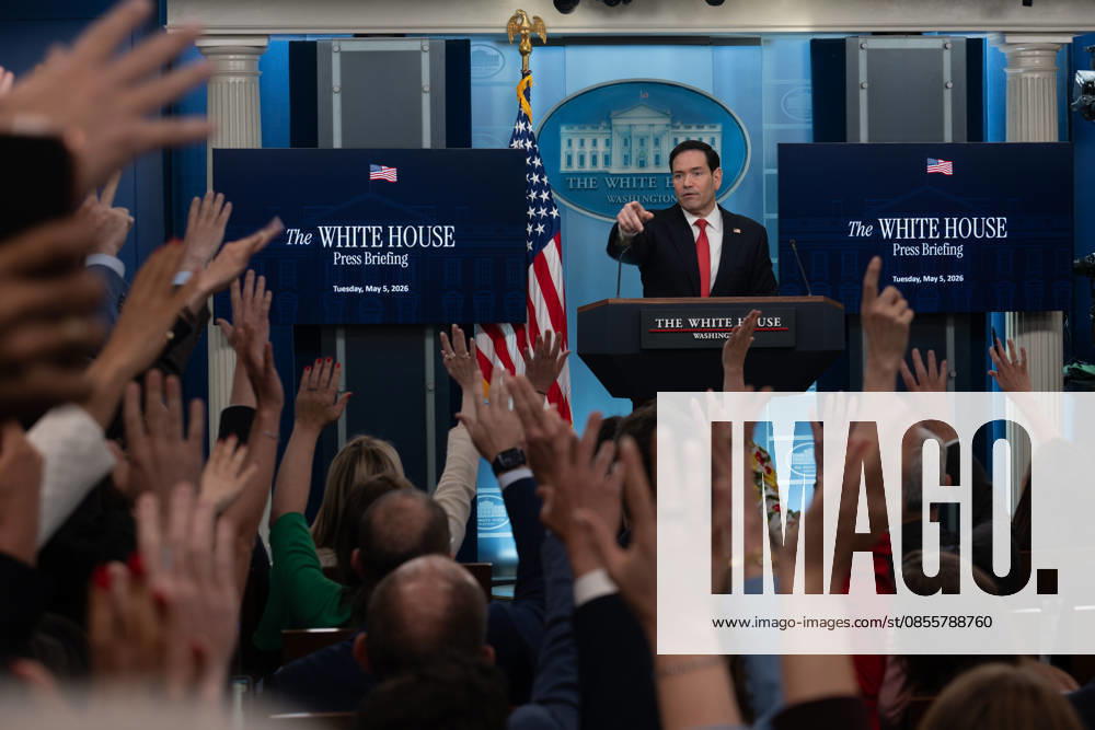 Secretary of State Marco Rubio hosts the White House press briefing on May 5, 2026. Rubio is taking the place of White House Press Secretary Karoline Leavitt who is on maternity leave. Washington United States - ZUMAl312 20260505_znp_l312_041