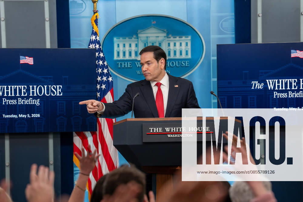 Secretary of State Marco Rubio hosts the White House press briefing on May 5, 2026. Rubio is taking the place of White House Press Secretary Karoline Leavitt who is on maternity leave. Washington United States - ZUMAl312 20260505_znp_l312_037