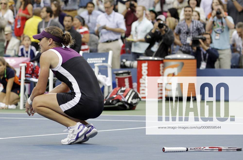 Samantha Stosur of Australia reacts after match point in the Women s Final in Arthur Ashe Stadium at the U.S. Open Tennis Championships at the Billie Jean King National Tennis Center in New York City on September 11, 2011. NYP20110911143