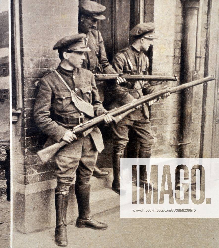 Photograph of armed soldiers guarding the four court after the battle of the four courts Photograph of armed soldiers guarding the four court after the battle of the four courts, Dublin. Dated 1916 Editorial use only. All other uses to be cleared with the copyright owner (World History Archive), in advance., WHA_058_0105.jpg, Armed soldiers; Four Courts; Dublin; Battle of the Four Courts; 1916; Soldiers guarding; Historical; Military; Ireland; Conflict; War; Protection; Security; Uniforms; Guns; History; Irish Rebellion; Rebellion; Revolution; Armed forces; Defense; Guarding; Architecture; Building; Courthouse; Dublin history; Irish history; Irish independence; Nationalism; Rebellion aftermath; Irish Civil War.