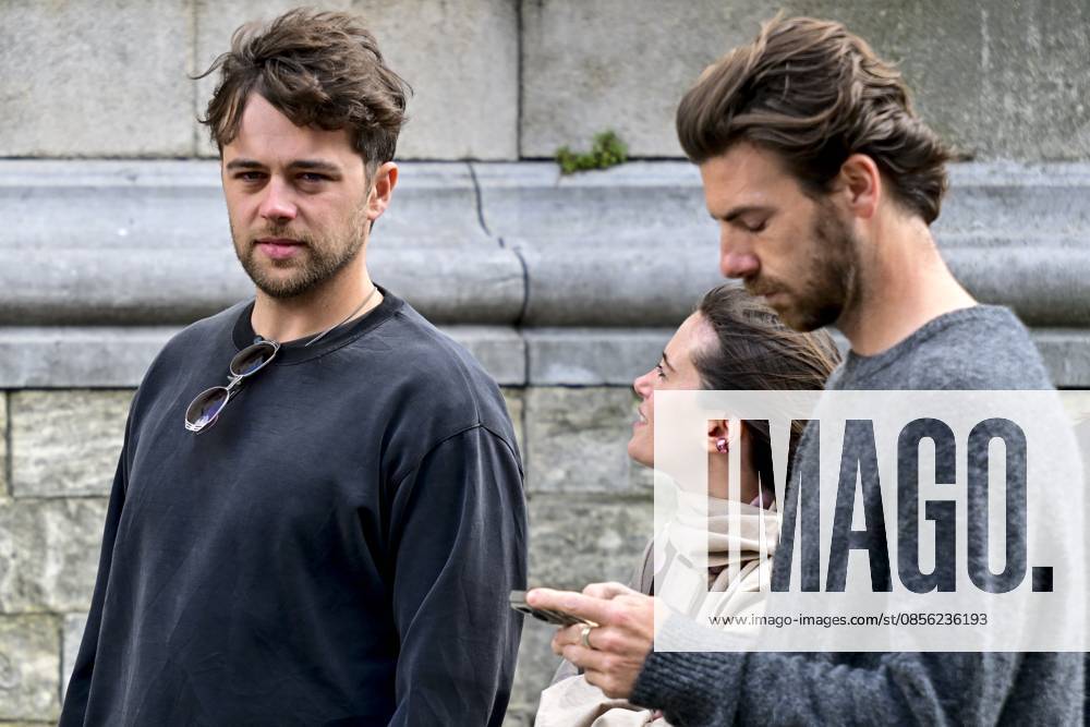 Content Creator Ender Scholtens, his girlfriend Claudia and Sports Television Presenter Joris Brys attend the funeral ceremony for Belgian media figure Hans Otten, Monday 11 May 2026 in Mechelen. Otten died on May 5. DIRKxWAEM 173494963
