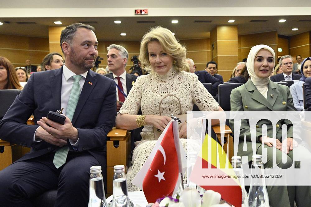 Queen Mathilde Attends 2026 Turkey Economic Mission ISTANBUL, TURKEY - MAY 11: Maxime Prevot (Les Engages), Deputy Prime Minister and Minister of Foreign Affairs foreign of Federal Government, Queen Mathilde of Belgium, Mahinur Ozdemir Goktas, Minister of Family and Social Service pictured attending The business world and entrepreneurship as drivers of women s empowerment during the Belgian Economic Mission to the Republic of Turkey on May 11, 2026 in Istanbul, Turkey, 11 05 2026 Istanbul Turkey