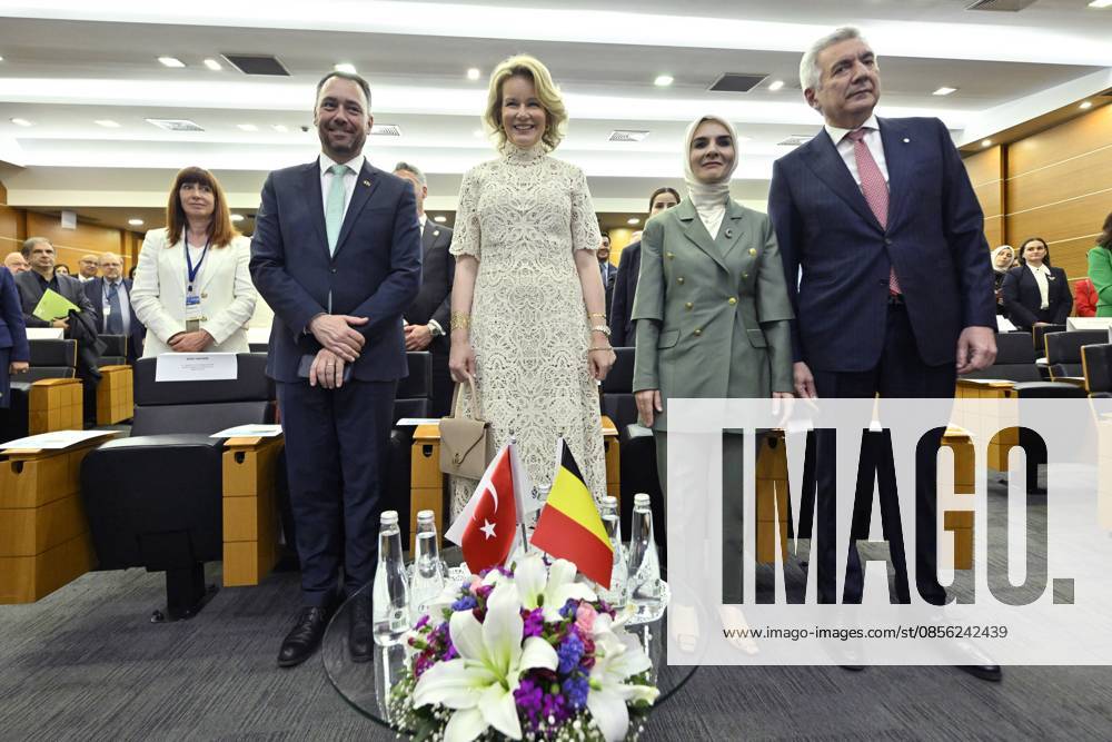 Queen Mathilde Attends 2026 Turkey Economic Mission ISTANBUL, TURKEY - MAY 11: Maxime Prevot (Les Engages), Deputy Prime Minister and Minister of Foreign Affairs foreign of Federal Government, Queen Mathilde of Belgium, Mahinur Ozdemir Goktas, Minister of Family and Social Service and Erdal Bahc1va, Chairperson of the Board of Directors of the Istanbul Chamber of Industry pictured attending The business world and entrepreneurship as drivers of women s empowerment during the Belgian Economic Mission to the Republic of Turkey on May 11, 2026 in Istanbul, Turkey, 11 05 2026 Istanbul Turkey