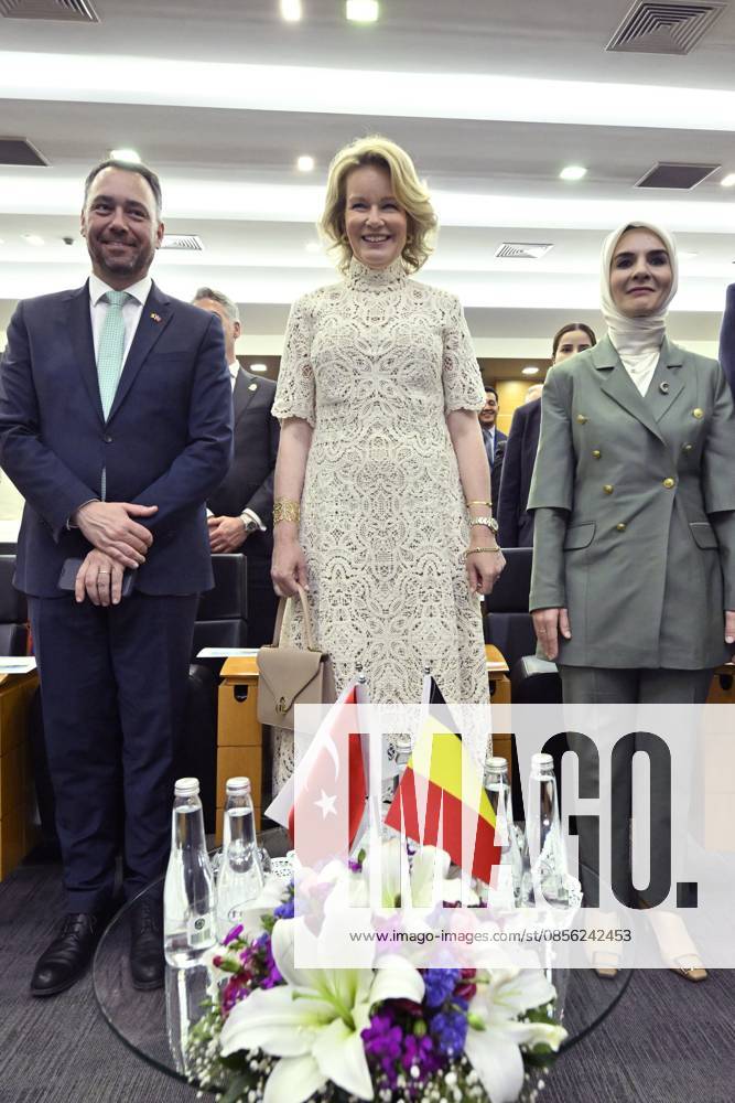 Queen Mathilde Attends 2026 Turkey Economic Mission ISTANBUL, TURKEY - MAY 11: Maxime Prevot (Les Engages), Deputy Prime Minister and Minister of Foreign Affairs foreign of Federal Government, Queen Mathilde of Belgium, Mahinur Ozdemir Goktas, Minister of Family and Social Service pictured attending The business world and entrepreneurship as drivers of women s empowerment during the Belgian Economic Mission to the Republic of Turkey on May 11, 2026 in Istanbul, Turkey, 11 05 2026 Istanbul Turkey