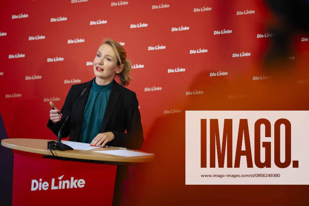 Ines Schwerdtner, Chairwoman of the Left Party, at a press conference in Berlin, 11 05 2026 Berlin Germany
