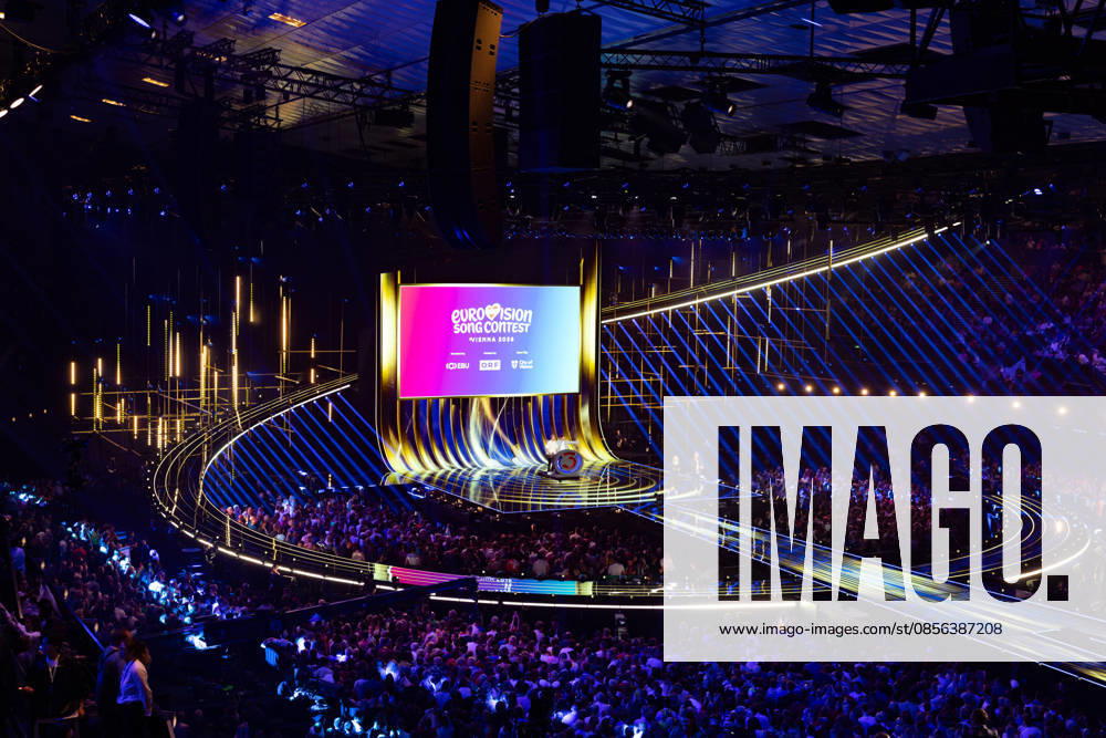 Eurovision Song Contest 2025 First Semi Final, 12 05 2026 VIENNA, AUSTRIA 12 MAY 2026 Image shows Eurovision 2026 stage in Vienna during Eurovision Song Contest 2025 First Semi Final at Wiener Stadthalle on 12 05 2026 in Vienna, Austria Vienna Wiener Stadthalle Austria