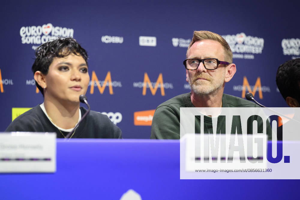 VIENNA, 20260514 Last years winner JJ Johannes Pietsch and ESC Director Martin Green at a press conference during the Eurovision Song Contest ESC in Vienna, Austria VIENNA AUSTRIA