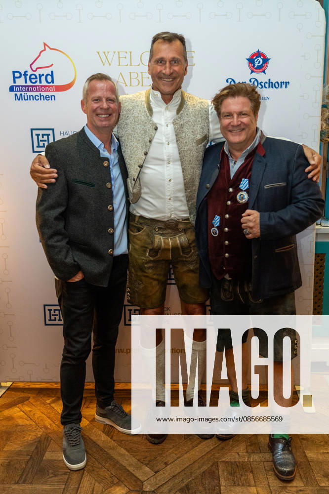 from left to right Frank Scheppendahl, Lars Riedel , Francis Fulton Smith, Welcome Evening of Pferd International Munich at the event location The Resi at Viktualienmarkt in Munich