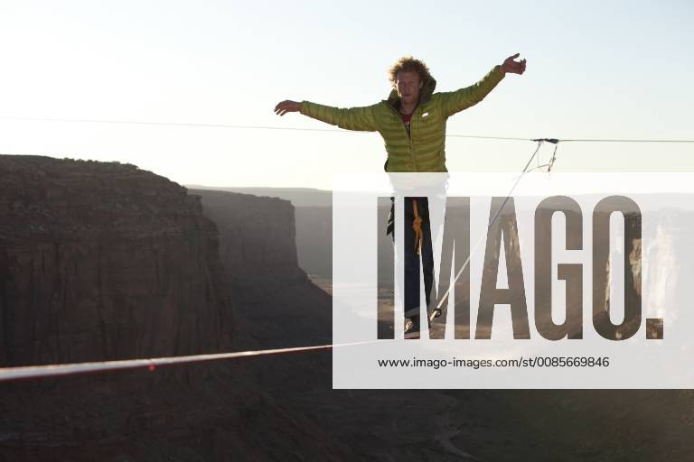 Andy Lewis highlining in Moab Utah, Moab Utah United States